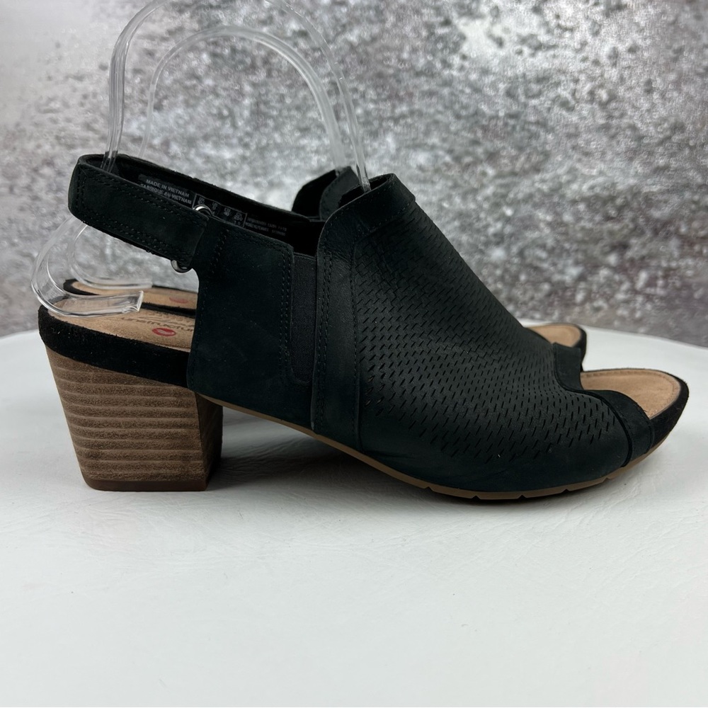 528 Clarks Black Women's Heeled Sandals 9